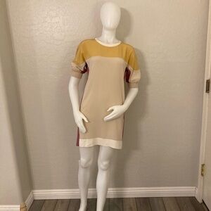 MIU MIU 100% Silk Color-Blocked Mini Dress 40/Small